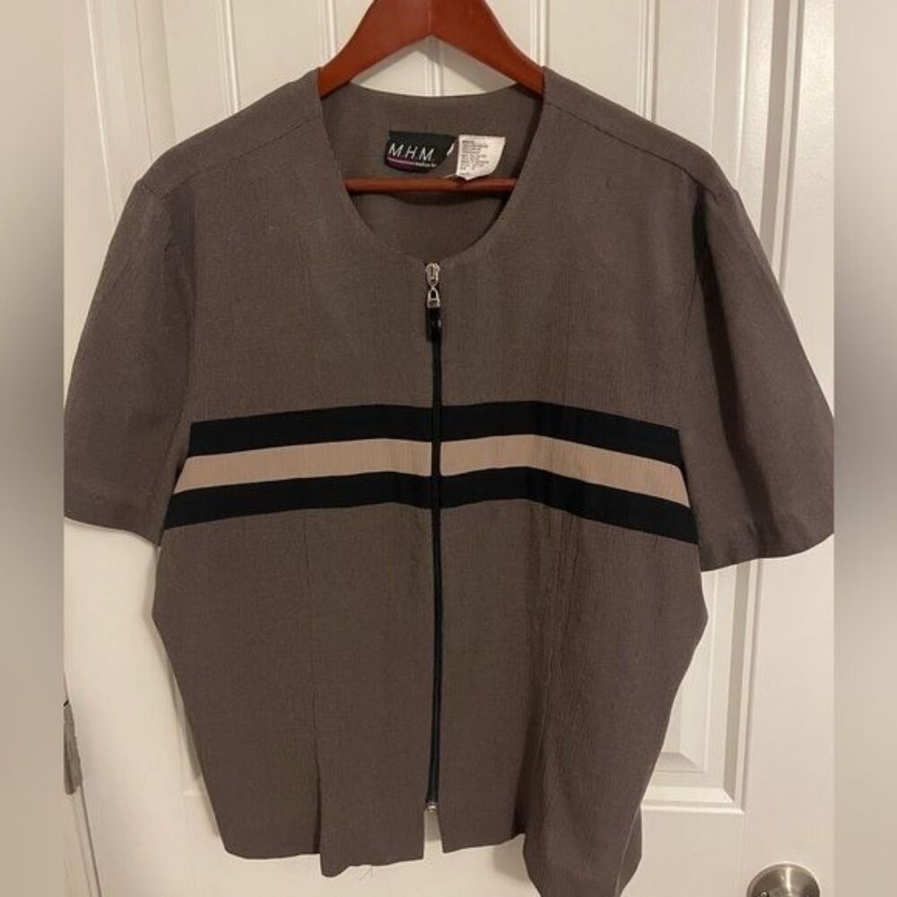 M.H.M. Melissa Harper Womens Size 18 Brown & Black Striped Blazer Jacket
